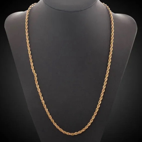 18k Gold Filled Rope Chain Necklace and Bracelet Set - Picture 4 of 6
